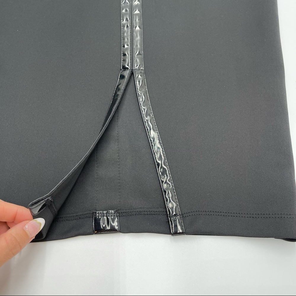 2B Bebe Black faux Leather Trim Pencil Skirt - Picture 2 of 13